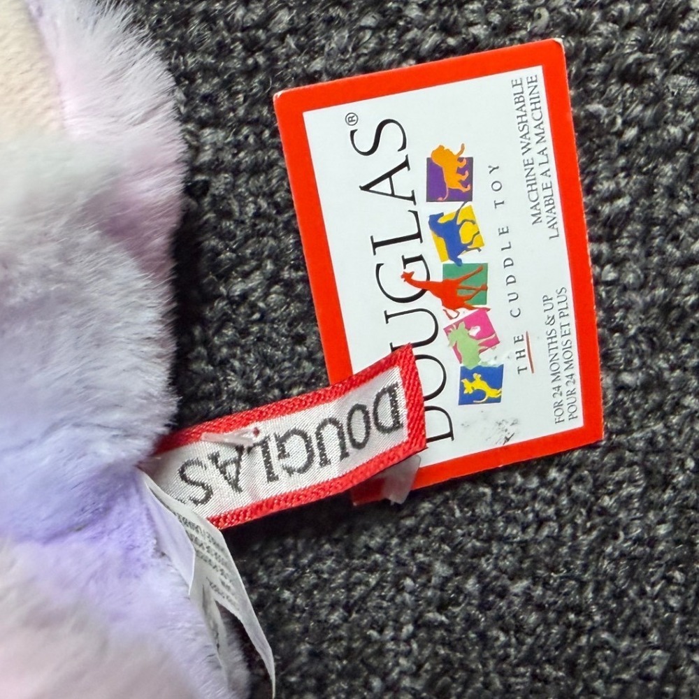 Douglas Cuddle Toy Bunny Plush Pastel Purple Pink Tie Dye Floppy Ear Rabbit 10" - Picture 5 of 6